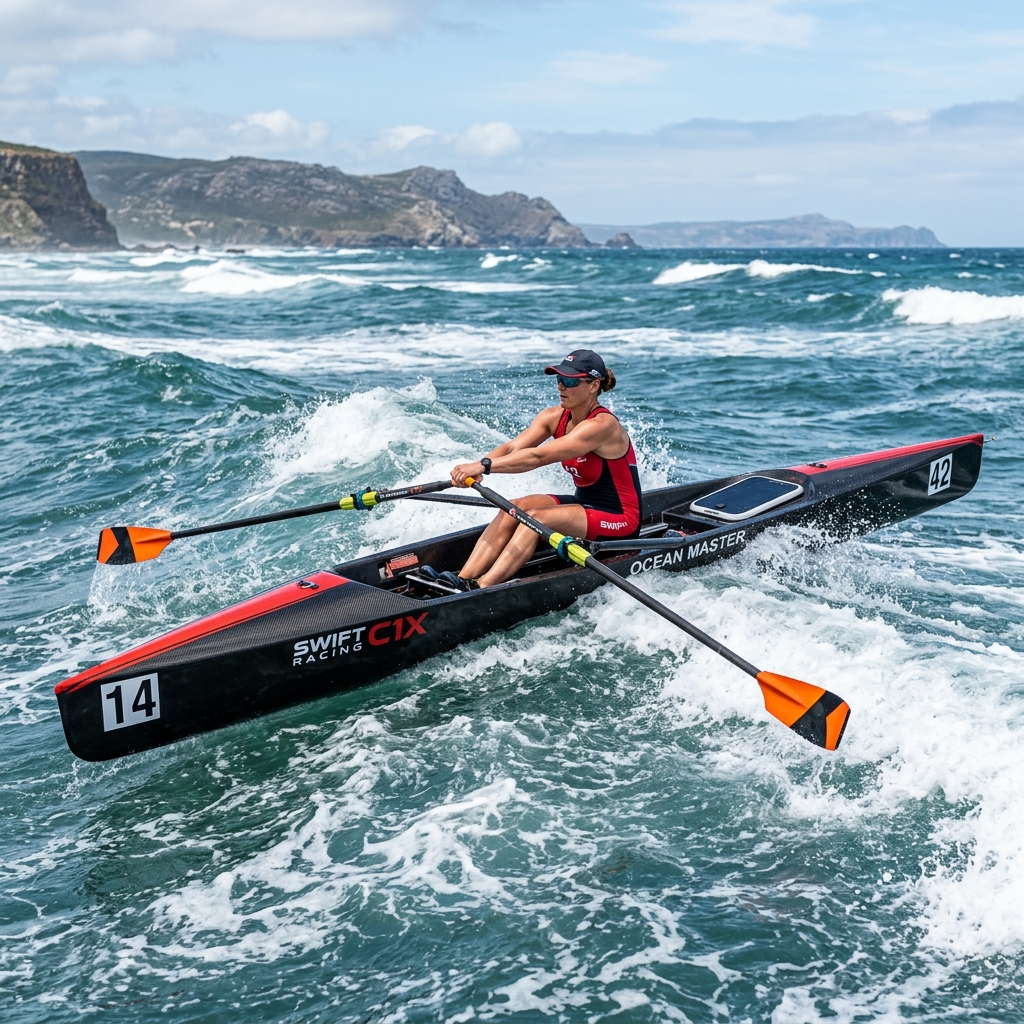 Coastal Rowing Solo Boat in action